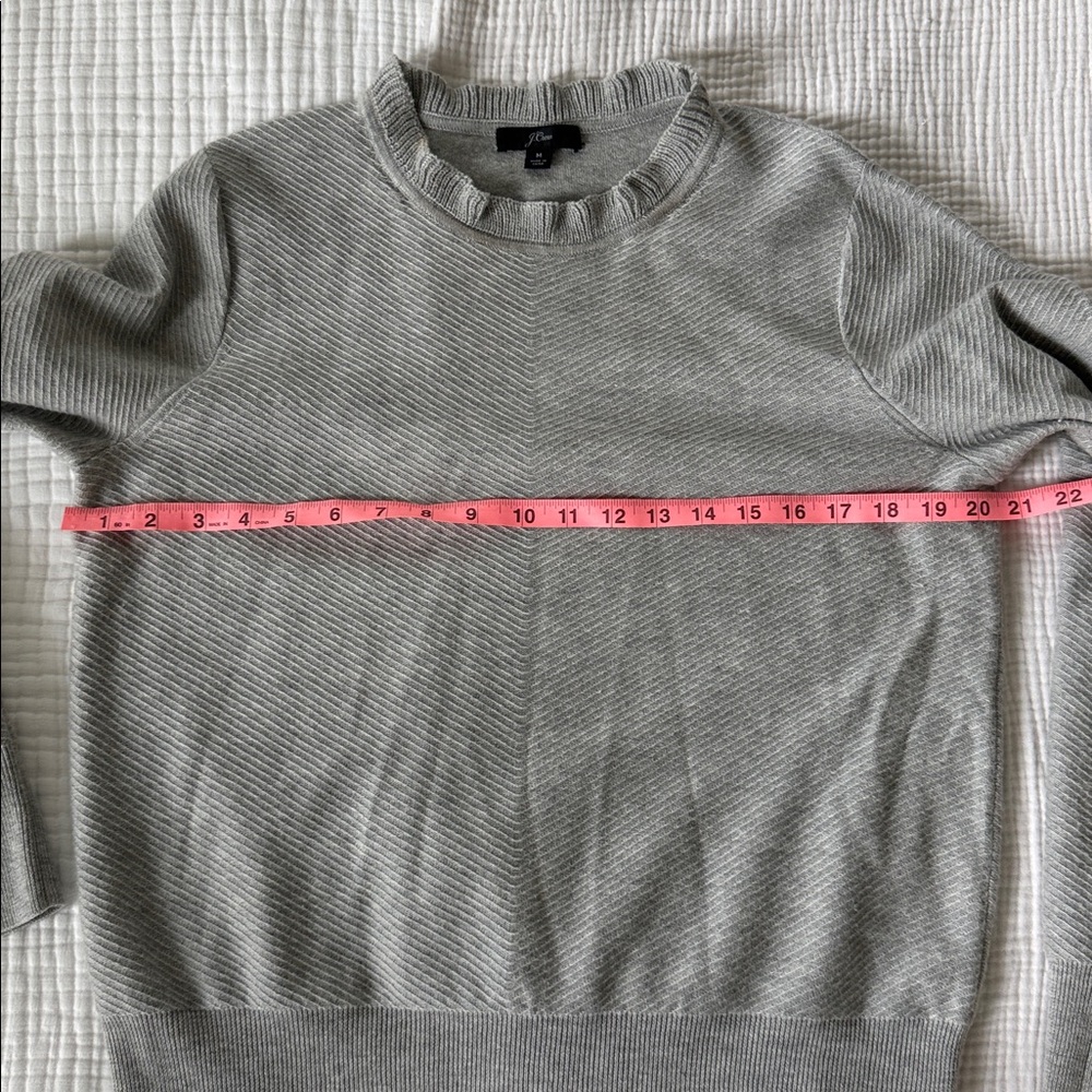 J Crew Gray Ruffleneck Sweater - Picture 3 of 6